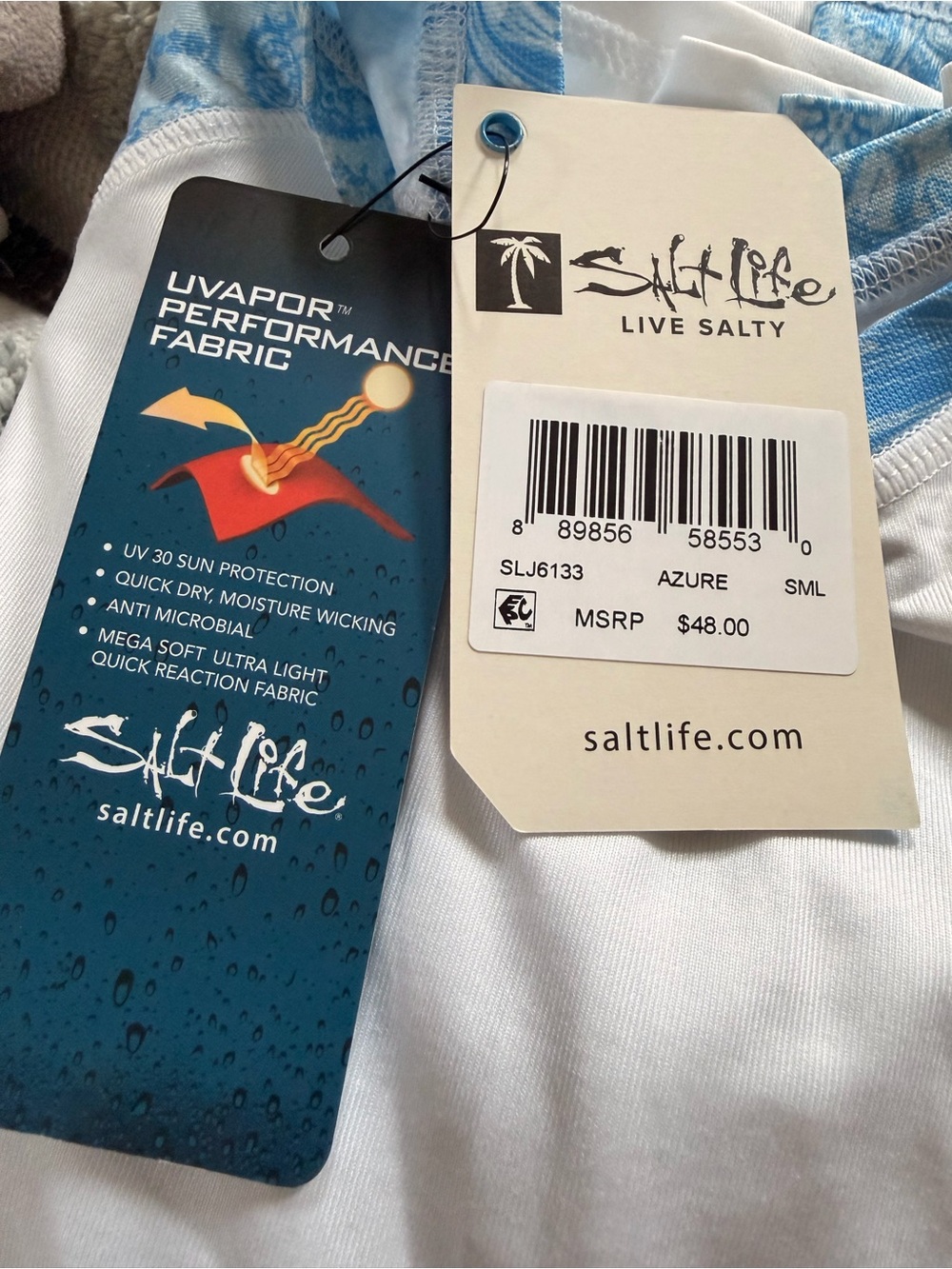 NWT Salt Life Women’s Long Sleeve Performance Shirt Blue & White Floral UV Top S - Picture 7 of 7
